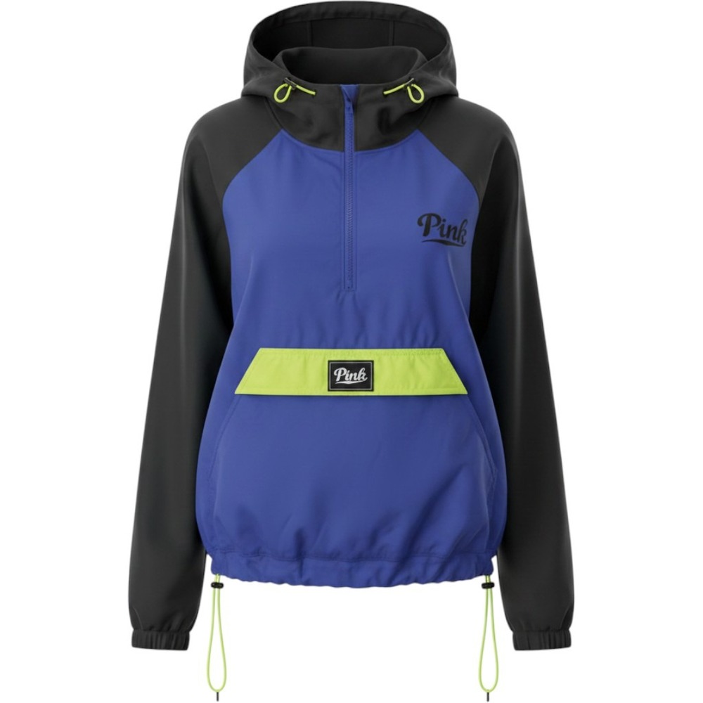 PINK Victoria's Secret Windbreaker Anorak Blue Black Neon Yellow XS/S